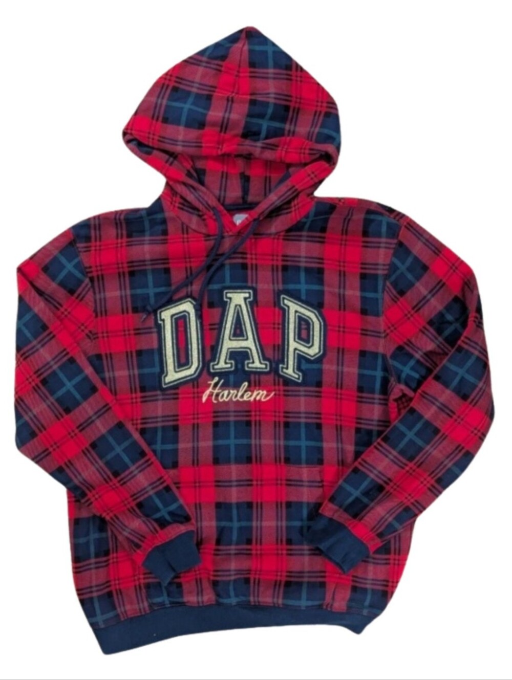 Gap x Dapper Dan DAP Harlem Plaid Hoodie Sweatshirt Red Blue Mens Medium M